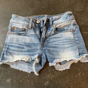 american eagle blue denim super stretch shorts